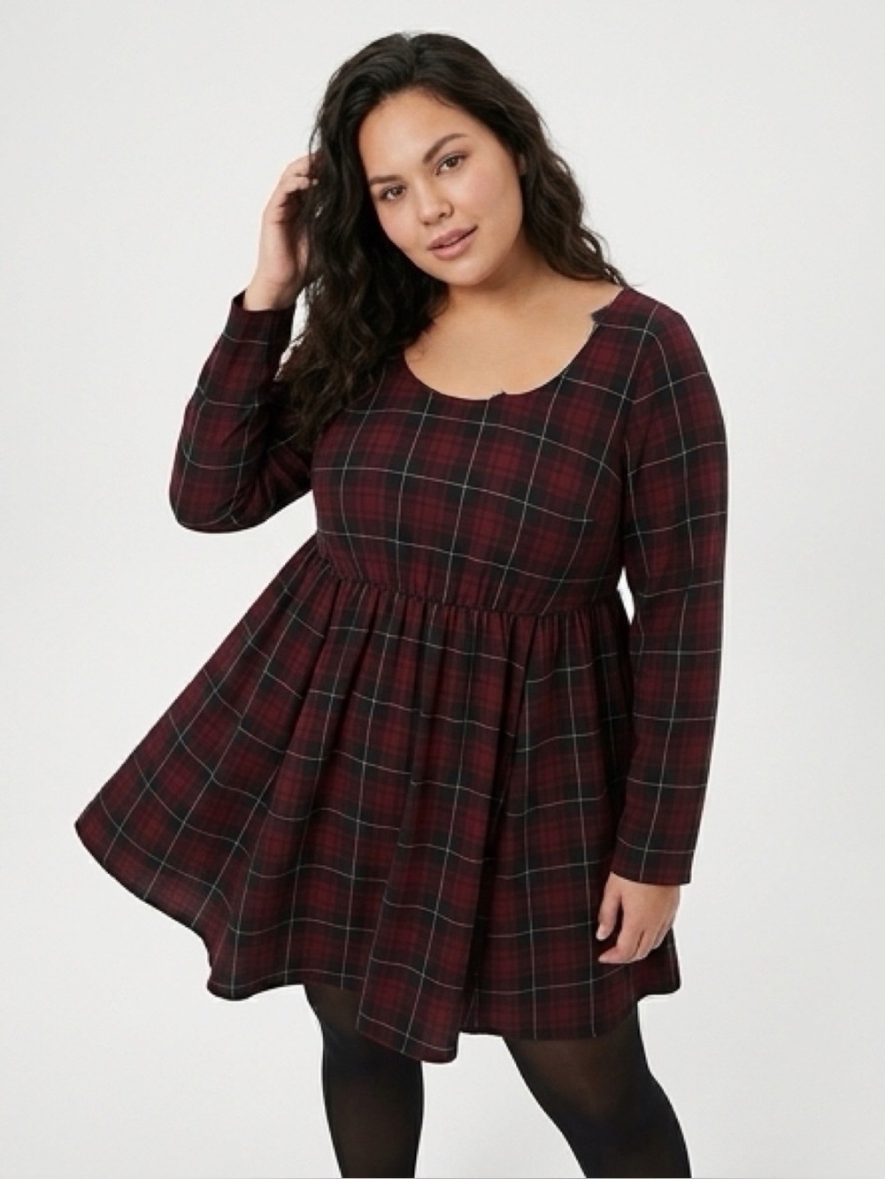 Torrid Plaid Mini Dress Strappy Back (Burgundy/Black/White) Size 2X/3X (3)